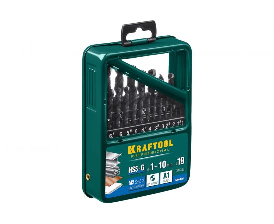 Набор сверл по металлу 19 шт Kraftool 29651-H19 
