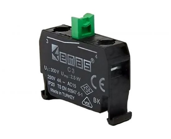 Блок-контакт Emas для пультов управленпия, 1НО, серия B, 250В AC, 4А C3BK 