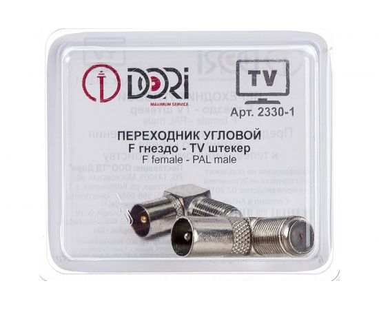 Переходник DORI F гнездо - TV штекер металл угловой 2330-1 – изображение 2