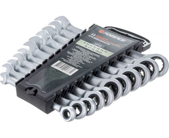 Набор комбинированных ключей Forsage трещоточные, 11 пр, в пластиковом держателе F-51112 – изображение 2