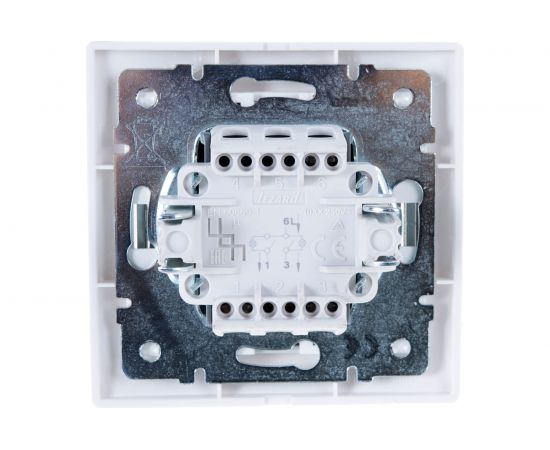 Двойной выключатель с подсветкой Lezard MIRA с серой вставкой, белый 701-0215-112 – изображение 2