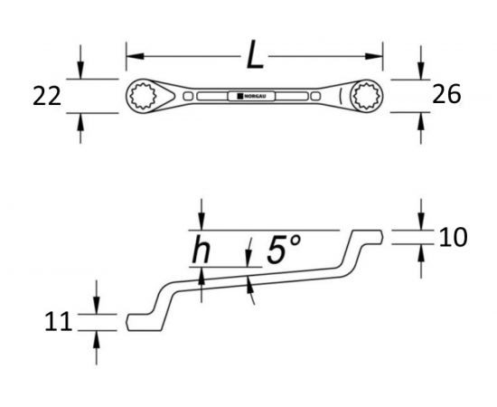 Накидной двусторонний ключ NORGAU 14х17мм 060307169 – изображение 3