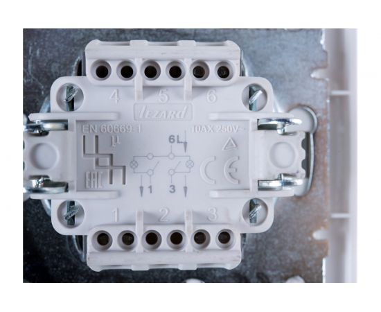 Двойной выключатель с подсветкой Lezard MIRA с серой вставкой, белый 701-0215-112 – изображение 3