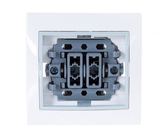 Двойной выключатель с подсветкой Lezard MIRA с серой вставкой, белый 701-0215-112 – изображение 4