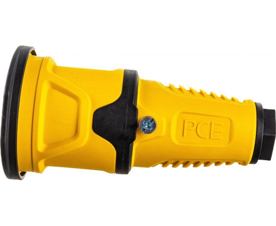 Кабельная розетка PCE 16A 220V 2P+E IP54 с крышкой, корпус желтый, крышка и маркер черный 2511-es – изображение 4