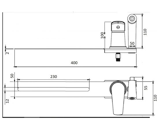 Смеситель с гигиеническим душем для унитаза WISENT хром, псевдо-биде W5221 – изображение 5