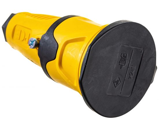 Кабельная розетка PCE 16A 220V 2P+E IP54 с крышкой, корпус желтый, крышка и маркер черный 2511-es – изображение 5