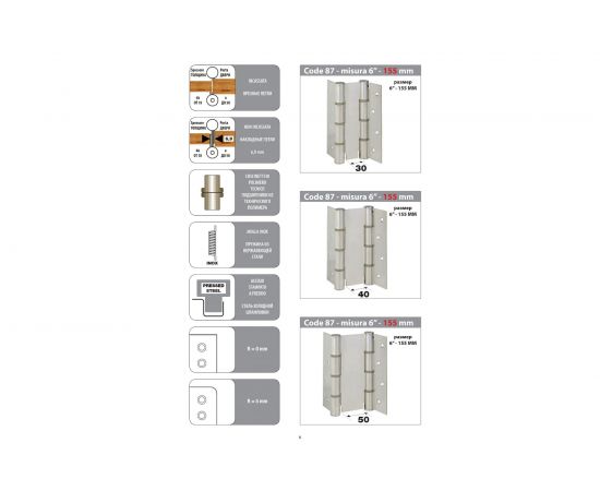 Барная пружинная петля двойного действия ALDEGHI LUIGI SPA 155х27х40 мм, цвет: матовый чёрный, к-т: 2 шт + монтажный набор 87NO155-40 – изображение 6