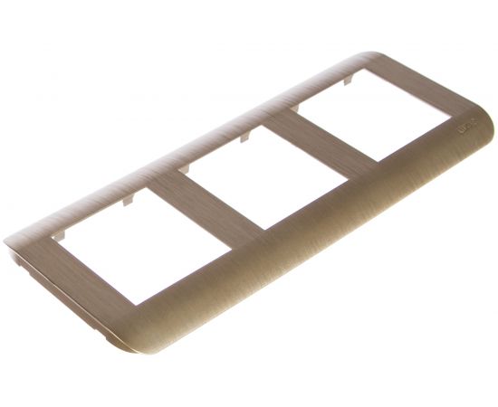 Горизонтальная рамка LUXAR Deco на 3 поста шампань рифленая 4606400620754 