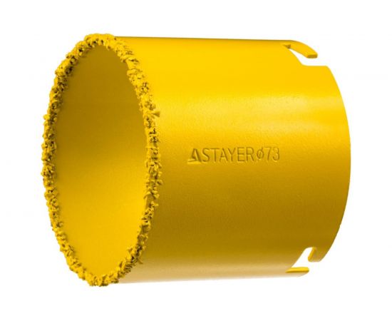 Коронка кольцевая с карбидно-вольфрамовой крошкой PROFESSIONAL 73 мм STAYER 33345-73 