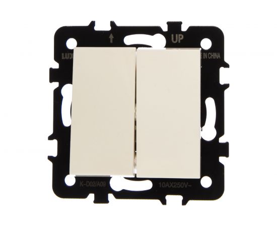 Выключатель LUXAR Art с/у 2 клавиша, слоновая кость, без рамки, 250В 10А 4606400620464 