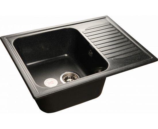 Мойка GRANFEST STANDART GF-S-645L мрамор, чаша с крылом, 645х498 мм, черный S-645 L чер 