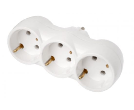 Разветвитель Bylectrica трехместный прямой с заземляющим контактом, РВ16-375 