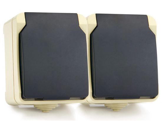 Розетка Smartbuy 2-местная с заземлением 16А с крышкой, IP54 Сатурн SBE-04w-16-S2-Z 