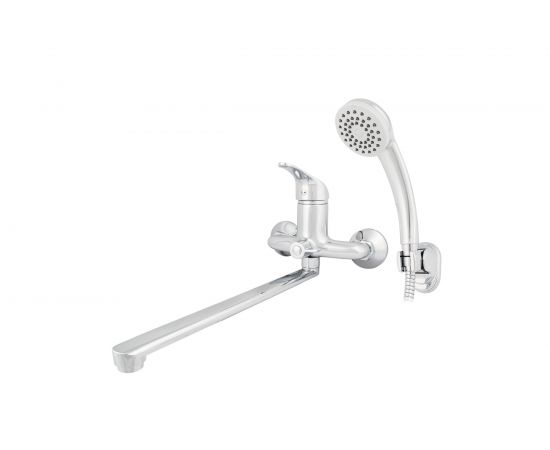 Смеситель для ванны Mix&Fix Зетта одноручный, с аксессуарами, с L-изливом, 350 мм, картридж 40 мм тов-114487 