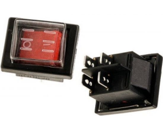 Клавишный переключатель TDM YL-208-01, черный корпус, красная клавиша, влагозащищенный, 2з SQ0703-0018 – изображение 2