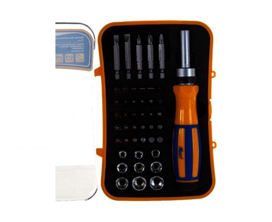 Реверсивная отвертка с битами и головками 45 предмета KT 700407 – изображение 2