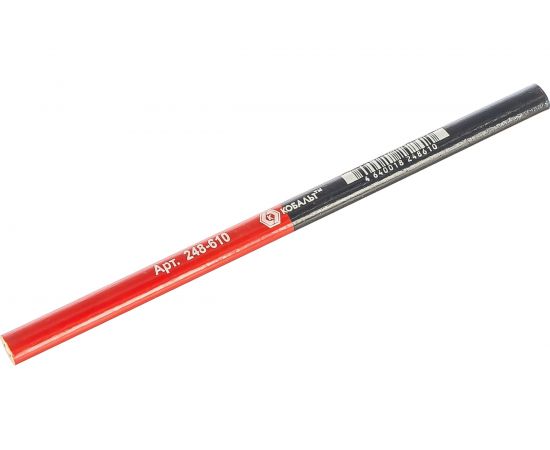Строительный карандаш 2-хцветный, красный/синий 180 мм 1 шт. КОБАЛЬТ 248-610 – изображение 2