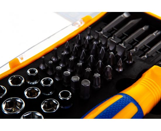 Реверсивная отвертка с битами и головками 45 предмета KT 700407 – изображение 3