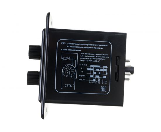 Циклическое реле времени TDM РВ51-2Т-60х60cек-5А-220В-8Ц/Щ SQ1503-0016 – изображение 4