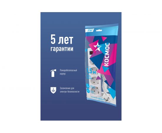 Сетевой фильтр КОСМОС 1,5м, 4 гнезда, пвс 3x0,75мм2, белый FKsm1.5m-4g(W) – изображение 4