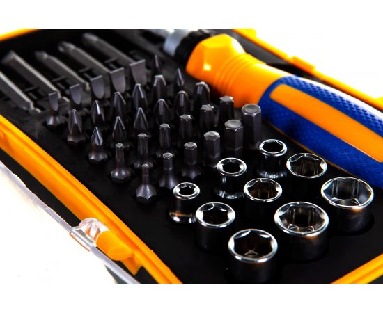 Реверсивная отвертка с битами и головками 45 предмета KT 700407 – изображение 5