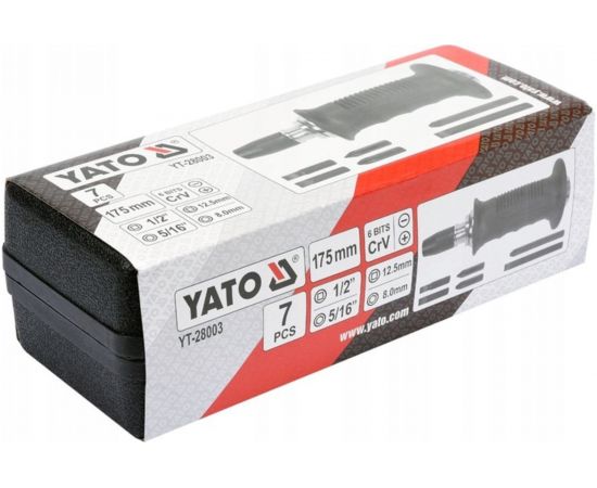 Ударная отвертка YATO с битами 7 предметов пластиковая ручка YT-28003 – изображение 5