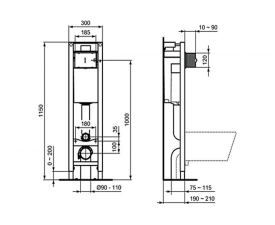 Комплект инсталляции Ideal Standard ProSys Eco Frame M с унитазом Connect E803501, сиденье микролифт E712701 W220101 – изображение 8