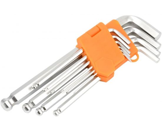 Набор Г-образных шестигранных ключей АвтоDело 10 предметов 1/16-1/2 CR-V удлинённые с шаром 39152 13806 