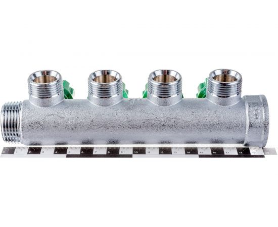 Регулирующий коллектор FAR 1" ВР-НР с 4 отв. 3/4" НР межосев. 45 мм FK 3824 134 