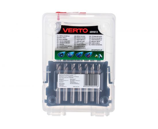 Набор сверл по металлу (19 шт; 1-10 мм; HSS-G) VERTO 60H812 
