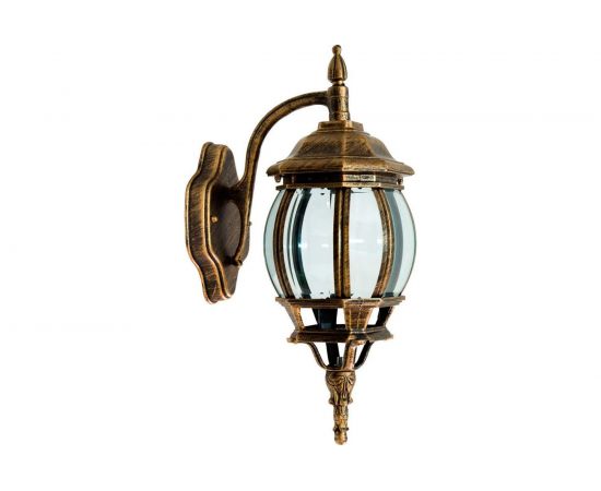 Садово-парковый светильник, восьмигранный на стену вниз 100W E27 230V, черное золото Feron 8102 11245 