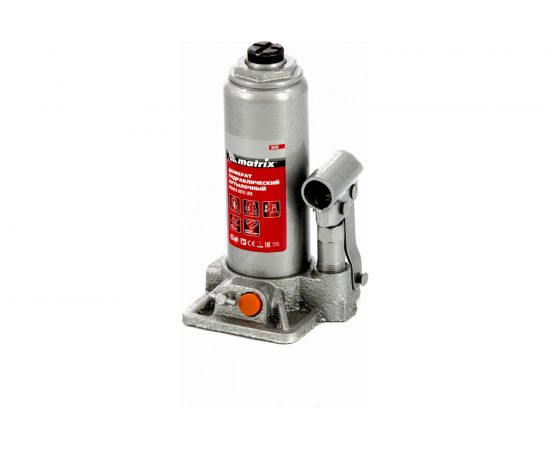 Гидравлический бутылочный домкрат MATRIX 4 т, h подъема 194–372 мм 50763 