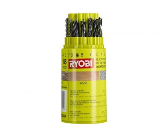 Набор сверл RAK18DMIX (18 шт; 3-10 мм) Ryobi 5132004669 – изображение 2