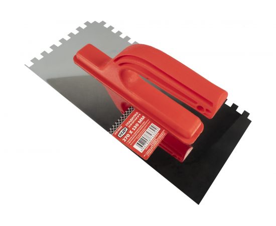 Гладилка КЕДР нержавеющая сталь, 270 Х 130 мм, пластик ручка, зуб 8Х8 мм 145 0050 208830 – изображение 2