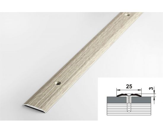 Порог прямой алюминиевый (25 мм; 0.9 м; декоративный; дуб беленый) Лука 00000001461 – изображение 2