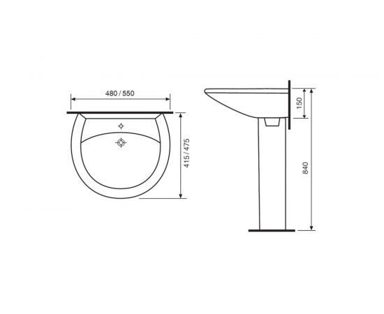 Умывальник Sanita Аттика 1 отверстие 48 413847 – изображение 2