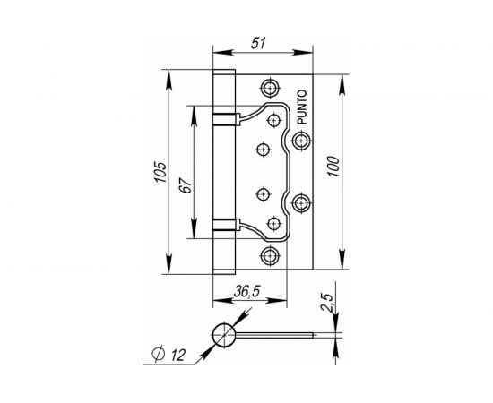Универсальная петля без врезки PUNTO 200-2B 100x2,5 CP хром 35485 – изображение 2
