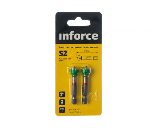 Бита с магнитным ограничителем (держателем) (2 шт; PH2; 50 мм) Inforce 11-01-297 – изображение 2