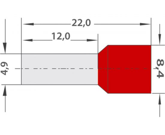 Штыревой втулочный наконечник REXANT изолированный F-12 мм 10 кв.мм красный 08-0831 – изображение 2