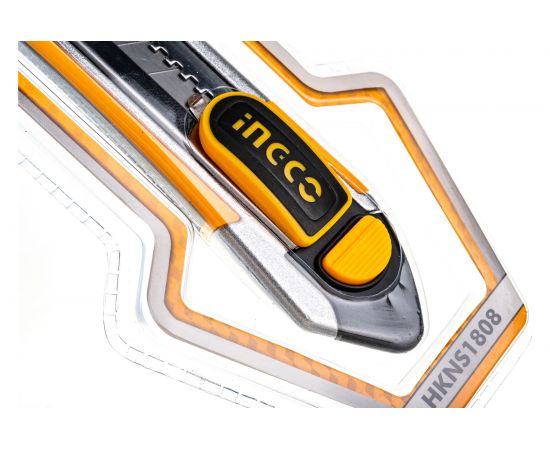 Канцелярский нож INGCO 190х100х18 мм В ком. 5 лезвий INDUSTRIAL HKNS1808 – изображение 3