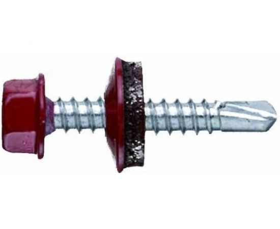 Кровельные саморез Tech-Krep КР сверло 4,8х28 RAL-3005 винно-красный 60 шт, коробка с окном 125551 