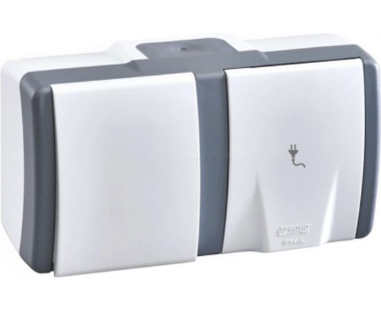 1-клавишный выключатель+розетка с крышкой без заземления MONO ELECTRIC Octans, IP54 154-020001-185 