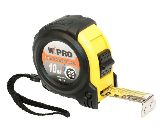 Рулетка WIPRO 10 м*25 мм, АБС-пластик + магнитный упор + резина, толщина 0.115 мм 06-10 