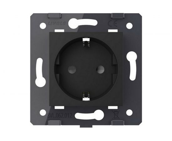 Электрическая розетка LIVOLO с заземлением защитными шторками 16A, цвет черный механизм VL-C7-C1EU-12 – изображение 2
