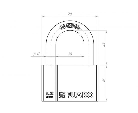 Навесной замок Fuaro PL-2570 70 мм 4 фин. кл. БЛИСТЕР 26397 – изображение 2