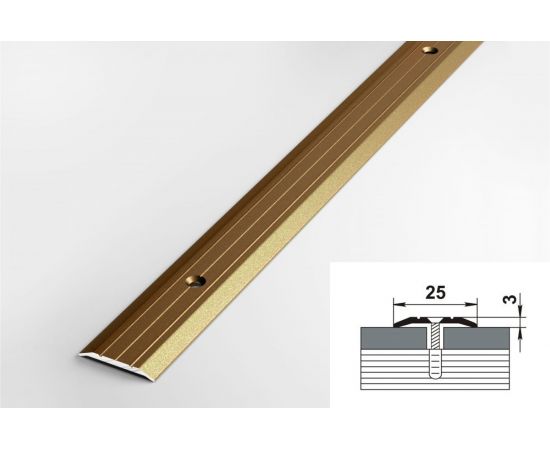 Порог прямой алюминиевый (25 мм; 0.9 м; декоративный; бронза) Лука 00000001348 – изображение 2
