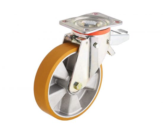 Колесо с вращающейся опорой, пластиной крепления и задним тормозом (200 мм; 750 кг) Tellure rota 656606 – изображение 3