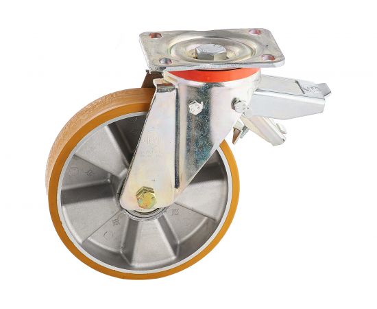 Колесо с вращающейся опорой, пластиной крепления и задним тормозом (200 мм; 750 кг) Tellure rota 656606 – изображение 4