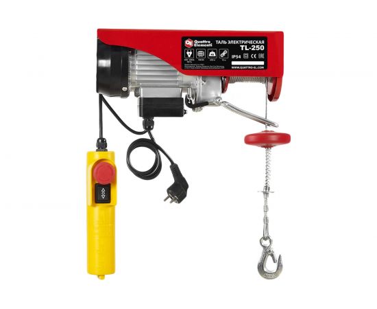 Электрическая таль QUATTRO ELEMENTI TL-250 550 Вт, 125/250 кг, трос 12 м, блок полиспаст в компл. 793-688 – изображение 4